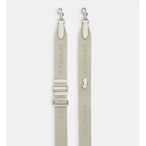 Coach Webbing Strap In Webbing and Smooth Leather/Silver/Chalk CR460 NWT
